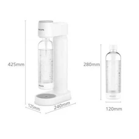 Philips GoZero Lite Soda Maker ADD4901 White fehér szódagép, házi szódakészítő 1 db CO2 patronnal és 1 db 0.9 literes palackkal (ADD4901WH/10)