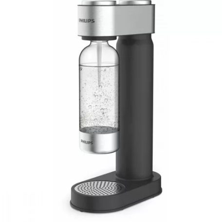 Philips GoZero inox Soda Maker ADD4902 fekete - inox prémium szódagép, házi szódakészítő 1 db CO2 patronnal és 1 db 0.9 literes palackkal (ADD4902BK/10)