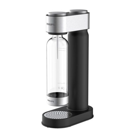 Philips GoZero inox Soda Maker ADD4902 fekete - inox prémium szódagép, házi szódakészítő 1 db CO2 patronnal és 1 db 0.9 literes palackkal (ADD4902BK/10)