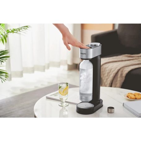 Philips GoZero inox Soda Maker ADD4902 fekete - inox prémium szódagép, házi szódakészítő 1 db CO2 patronnal és 1 db 0.9 literes palackkal (ADD4902BK/10)
