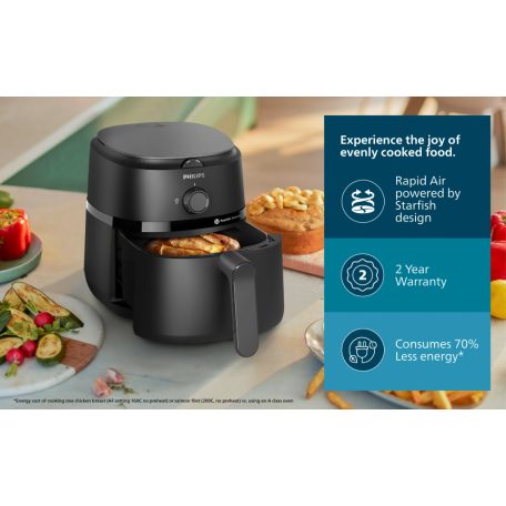 Philips 1000 Series NA120 kompakt, mechanikus 4.2L 1300W Air Fryer, forrólevegős sütő, olajmentes olajsütő, 4,2 literes Airfryer (NA120/00)