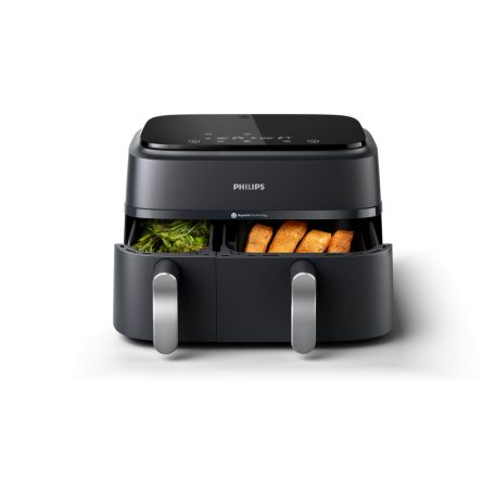 Philips 3000 Series Dual Basket NA351 XXL 9L kétzónás, dupla kosaras 2750W Air Fryer, forrólevegős, olajmentes olajsütő, 9 literes Airfryer (NA351/00)