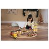   PlayTive Construction Site Train Set - Építkezés, 59 darabos fa vonat szett elemes mozdonnyal, munkagépekkel és daruval