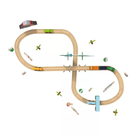 PlayTive Dinosaur Wooden Train Set - 46 darabos dinoszaurusz fa vonat vasút szett, favonat készlet 2.7 méter
