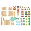   PlayTive Farm Wooden Train Set - 57 darabos falusi gazdaság fa vonat vasút szett, favonat készlet 2.7 méter