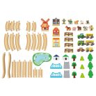 PlayTive Farm Wooden Train Set - 57 darabos falusi gazdaság fa vonat vasút szett, favonat készlet 2.7 méter