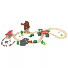 PlayTive Farm Train Set - 43 darabos parasztház / gazdaság 2.8 méter fa vonat vasút szett, favonat készlet elemes traktorral és elektromos tyúkketreccel