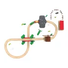 PlayTive Farm Train Set - 43 darabos parasztház / gazdaság 2.8 méter fa vonat vasút szett, favonat készlet elemes traktorral és elektromos tyúkketreccel