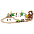 PlayTive JT-2023 Jungle Train 35 db-os dzsungel fa vonat készlet favonat szett önjáró safari autóval