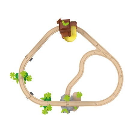 PlayTive JT-2023 Jungle Train 35 db-os dzsungel fa vonat készlet favonat szett önjáró safari autóval