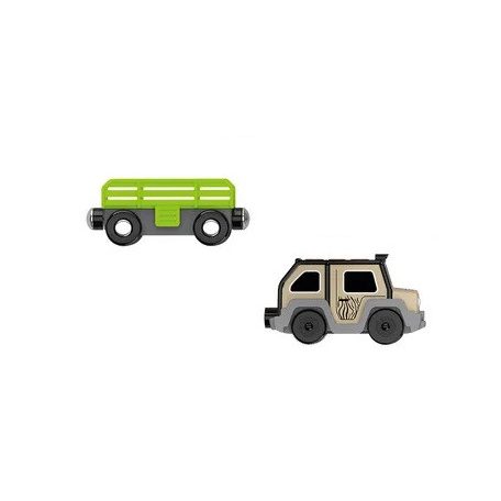 PlayTive JT-2023 Jungle Train 35 db-os dzsungel fa vonat készlet favonat szett önjáró safari autóval