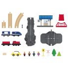 PlayTive Passenger Train Utasszállító 42 db-os fa vonat készlet, favonat szett, önjáró mozdonnyal