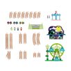   PlayTive Glow SZETT Amusement Train Set 35 részes Vidámpark fa vonat szett önjáró mozdonnyal + 3 db mechanikus autóval, foszforeszkáló (sötétben világító) elemekkel