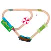   PlayTive Glow SZETT Amusement Train Set 35 részes Vidámpark fa vonat szett önjáró mozdonnyal + 3 db mechanikus autóval, foszforeszkáló (sötétben világító) elemekkel