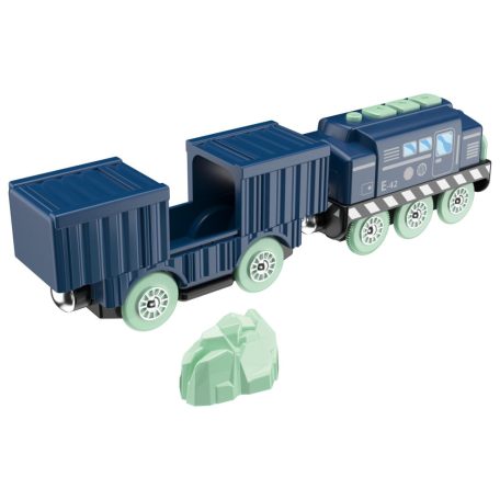 PlayTive Glow SZETT Amusement Train Set 35 részes Vidámpark fa vonat szett önjáró mozdonnyal + 3 db mechanikus autóval, foszforeszkáló (sötétben világító) elemekkel