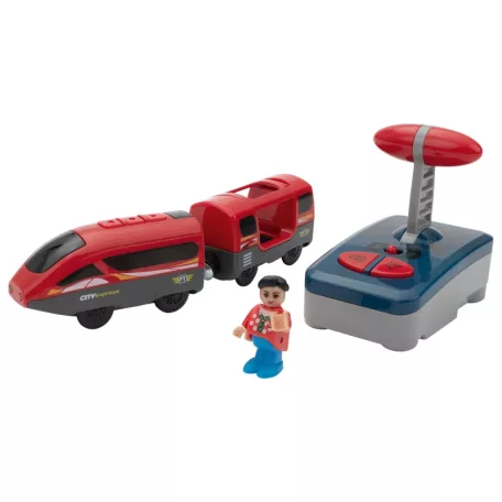 lupilu / PlayTive City Express rádiófrekvenciás, távirányítós mozdony, RC vonat fa vonat szettekhez (piros)