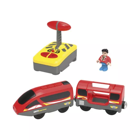lupilu / PlayTive City Express rádiófrekvenciás, távirányítós mozdony, RC vonat fa vonat szettekhez (piros)