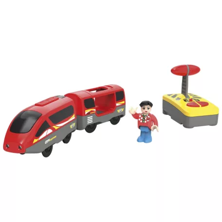 lupilu / PlayTive City Express rádiófrekvenciás, távirányítós mozdony, RC vonat fa vonat szettekhez (piros)
