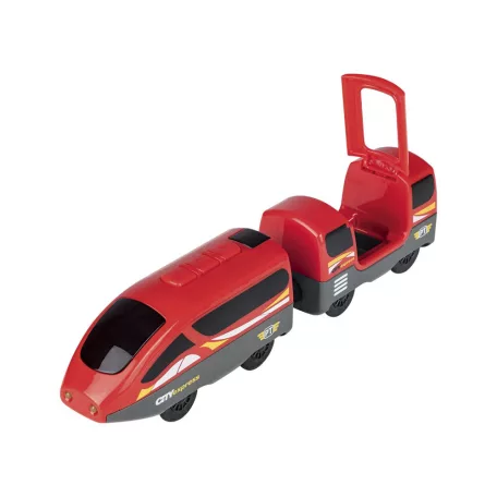 lupilu / PlayTive City Express rádiófrekvenciás, távirányítós mozdony, RC vonat fa vonat szettekhez (piros)
