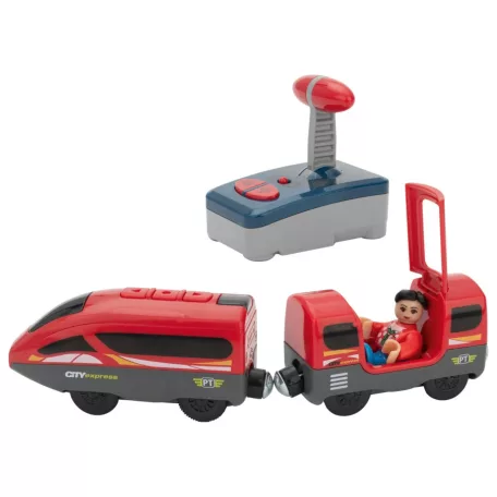 lupilu / PlayTive City Express rádiófrekvenciás, távirányítós mozdony, RC vonat fa vonat szettekhez (piros)
