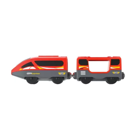 lupilu / PlayTive City Express rádiófrekvenciás, távirányítós mozdony, RC vonat fa vonat szettekhez (piros)