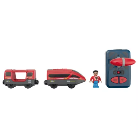 lupilu / PlayTive City Express rádiófrekvenciás, távirányítós mozdony, RC vonat fa vonat szettekhez (piros)