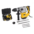 PowerPlus POWX1195 SDS Plus 1500W 6J elektromos pneumatikus ütvefúró, vésőkalapács, fúrókalapács kokfferben 5 db véső - fúrószárral