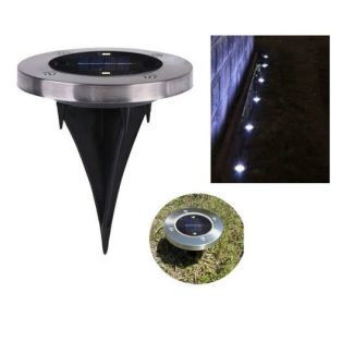  ProGarden DX9-300050 talajba süllyeszthető inox szolár lámpa, nemesacél napelemes kerti LED lámpa 12 cm, alkonyat szenzorral