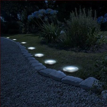 ProGarden DX9-300050 talajba süllyeszthető inox szolár lámpa, nemesacél napelemes kerti LED lámpa 12 cm, alkonyat szenzorral