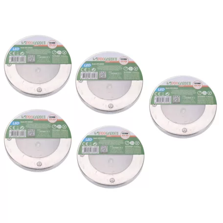 ProGarden DX9-300050 talajba süllyeszthető 5 db inox szolár lámpa, nemesacél napelemes hidegfehér kerti LED lámpa 12 cm, alkonyat szenzorral