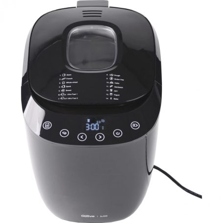 Qilive Q.5433 egylapátos kenyérsütő, 550W 700g - 900g fekete kenyérsütőgép egy keverőlapáttal 14 programmal