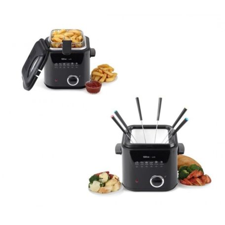 Qilive Q.5860 Mini 1.2 literes 840W 2 az 1-ben olajsütő és fondue, fondü - fritőz szett