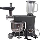 Qilive SM-20110 matt fekete 1000W multifunkciós konyhai robotgép, dagasztógép, 4.8 literes inox tállal, húsdarálóval és 1.5L turmix feltéttel (Q.5122) 