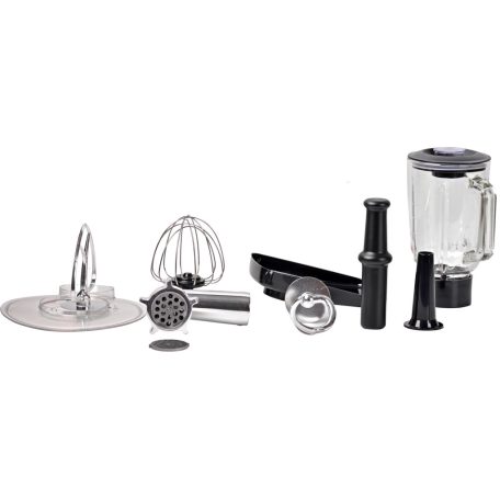 Qilive SM-20110 matt fekete 1000W multifunkciós konyhai robotgép, dagasztógép, 4.8 literes inox tállal, húsdarálóval és 1.5L turmix feltéttel (Q.5122) 