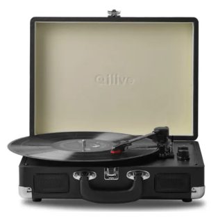   Qilive Q.1867 Gramofon, USB-s, Bluetooth 5.0 retró bakelit lemezjátszó kofferben, beépített sztereó hangszórókkal, 33 / 45 / 78 RPM