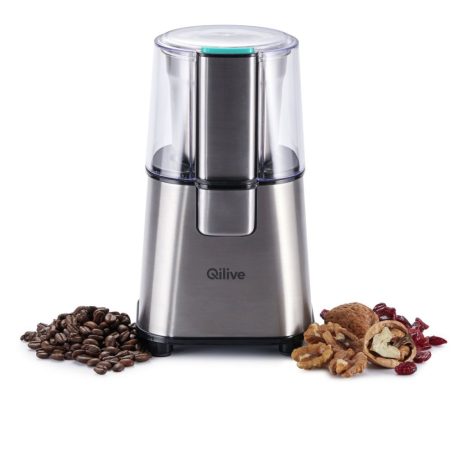 Qilive Q.5892 nemesacél - bronz 220W 60g (5 csésze) elektromos design kávédaráló, fűszerdaráló, mogyoró- és diódaráló (CG-9100)