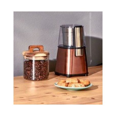 Qilive Q.5892 nemesacél - bronz 220W 60g (5 csésze) elektromos design kávédaráló, fűszerdaráló, mogyoró- és diódaráló (CG-9100)