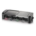 Severin RG9645 félkőlapos 1400W elektromos 8 személyes raclette grill, raklett grillsütő 42 x 21 cm osztott sütőlappal