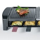 Severin RG9645 félkőlapos 1400W elektromos 8 személyes raclette grill, raklett grillsütő 42 x 21 cm osztott sütőlappal