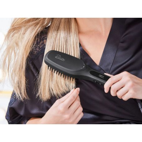 Rita Ora RHC 29 ionizáló kerámia hajsimító kefe, 45W hajvasaló és fésű egyben, keratin kerámia bevonat, LED kjelző, szabályozható hőmérséklet 130-180 °C