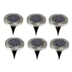   Tesco Outdoor SGL-6 talajba süllyeszthető, leszúrható 6 db inox szolár lámpa, nemesacél napelemes kerti lámpa 6 x 8 db melegfehér LED, 12 cm
