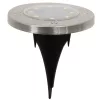   Tesco Outdoor SGL-6 talajba süllyeszthető, leszúrható 6 db inox szolár lámpa, nemesacél napelemes kerti lámpa 6 x 8 db melegfehér LED, 12 cm