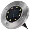   Tesco Outdoor SGL-6 talajba süllyeszthető, leszúrható 6 db inox szolár lámpa, nemesacél napelemes kerti lámpa 6 x 8 db melegfehér LED, 12 cm