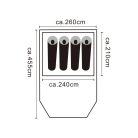 Rocktrail / Crivit Sports 4 személyes (négyszemélyes) családi sátor, fesztiválsátor, kempingsátor 1 hálófülkével, nappalival, rovarhálóval 455 x 260 x 190 cm
