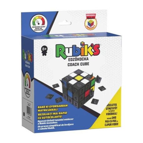 Rubik's Coach Cube 3 x 3 Rubik edzőkocka matricákkal, tanuló kocka, gyakorló kocka részletes útmutatóval és videókkal