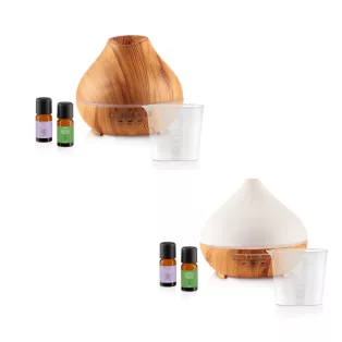   SilverCrest SADH A1 ultrahangos párásító, famintás / színes LED-es aromalámpa, aroma diffúzor, fényhatással + 2 x 300 ml ajándék illóolajjal