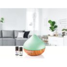 SilverCrest SADH A1 ultrahangos párásító, famintás / színes LED-es aromalámpa, aroma diffúzor, fényhatással + 2 x 300 ml ajándék illóolajjal