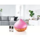 SilverCrest SADH A1 ultrahangos párásító, famintás / színes LED-es aromalámpa, aroma diffúzor, fényhatással + 2 x 300 ml ajándék illóolajjal