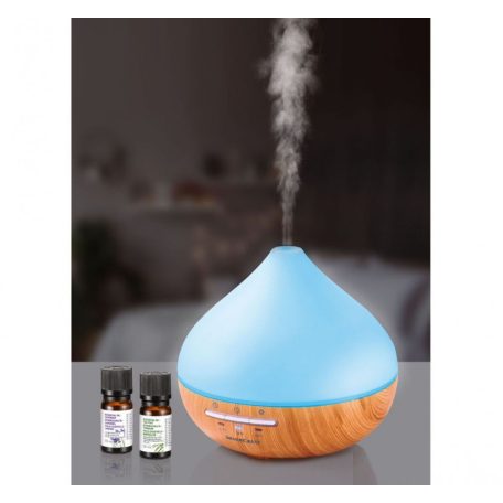 SilverCrest SADH A1 ultrahangos párásító, famintás / színes LED-es aromalámpa, aroma diffúzor, fényhatással + 2 x 300 ml ajándék illóolajjal