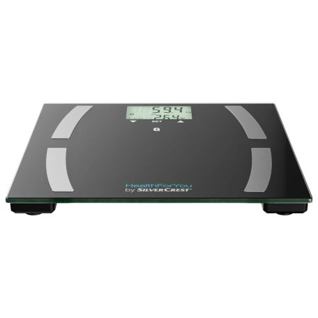 SilverCrest SBF 77 Bluetooth Diagnosztikai mérleg, LCD kijelzős digitális személymérleg 180 kg teherbírással 6 az 1-ben funkcióval